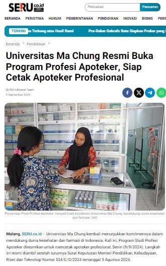 Universitas Ma Chung Resmi Buka Program Profesi Apoteker Siap Cetak